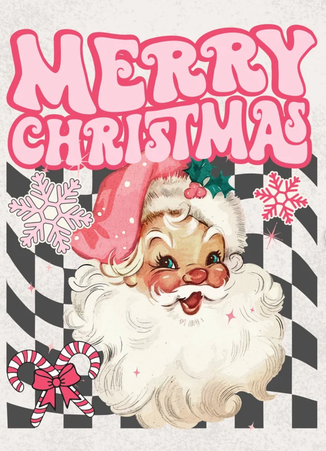 Pink Retro Santa DTF